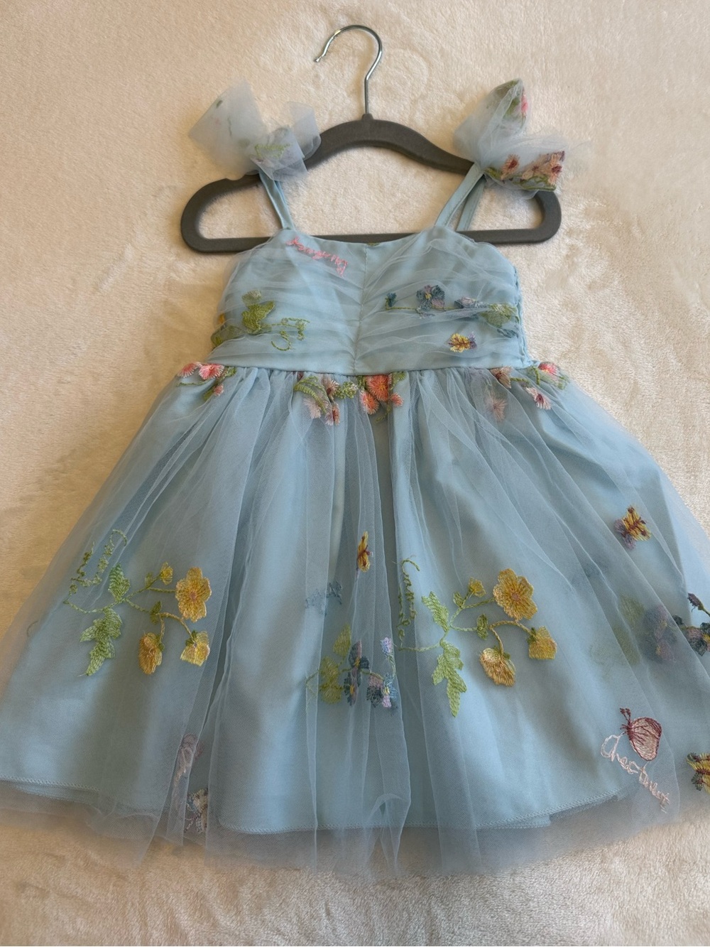Baby Blue Floral Tulle Baby doll Party Dress for Baby Girl - Fairy whimiscial